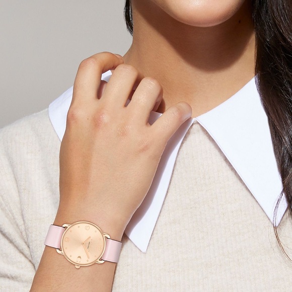 NWT Coach RoseGold Dial Elliot Genuine Leather Strap Watch - Picture 2 of 10